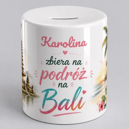 Personalizowana skarbonka na podróż na Bali z imieniem