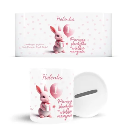 Personalizowana skarbonka na roczek z imieniem dla dziewczynki