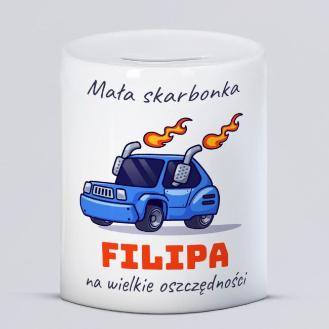 Personalizowana skarbonka samochód dla chłopca