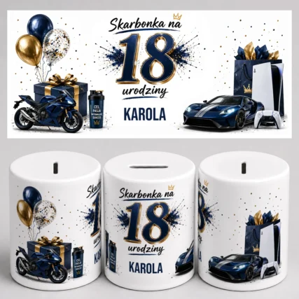 Personalizowana skarbonka NA 18 URODZINY dla chłopaka