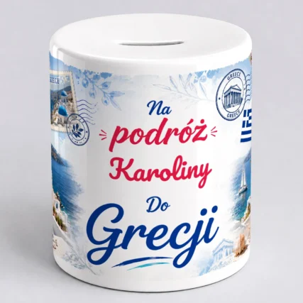 Personalizowana skarbonka z imieniem na podróż do GRECJI