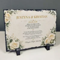 Personalizowany Granit Ślubny z Życzeniami - Prezent dla Pary Młodej