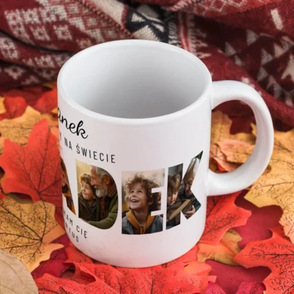Personalizowany fotokubek napis DZIADEK 6 zdjęć