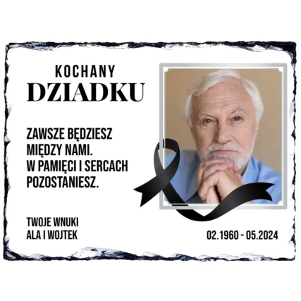 Personalizowany granit ze zdjęciem na grób dziadka