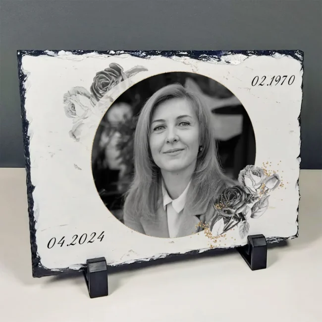 Personalizowany kamień granitowy Fotografia z napisami na pomnik