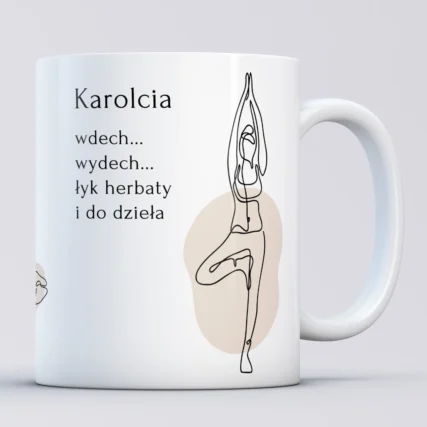 Personalizowany kubek JOGA dla joginki z imieniem