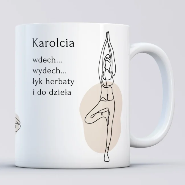 Personalizowany kubek JOGA dla joginki z imieniem