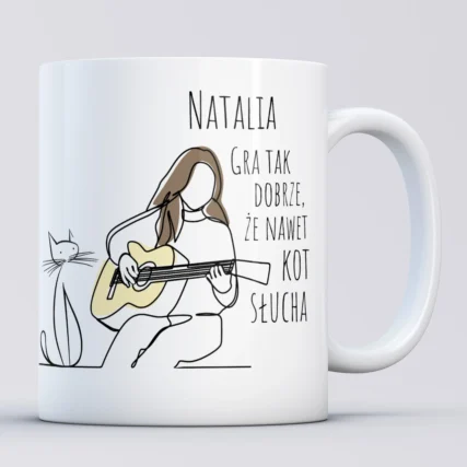 Personalizowany kubek dla gitarzystki z imieniem