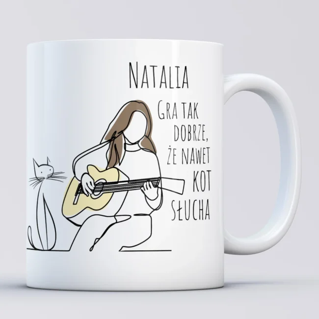 Personalizowany kubek dla gitarzystki z imieniem