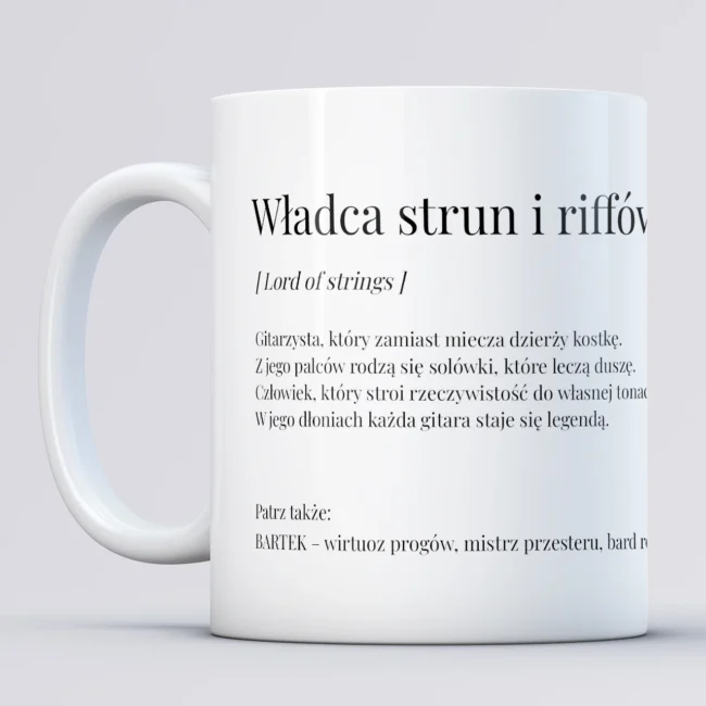 Personalizowany kubek dla gitarzysty WLADCA STRUN