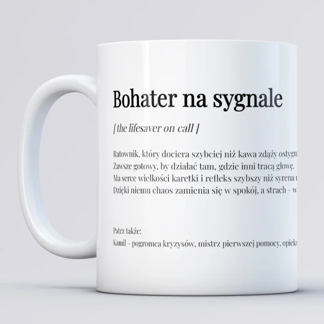 Personalizowany kubek dla ratownika BOHATER NA SYGNALE