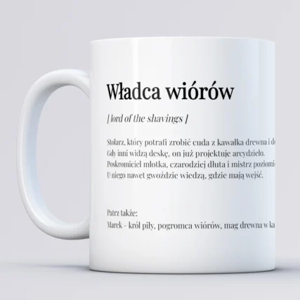 Personalizowany kubek dla stolarza MISTRZ WIÓRÓW