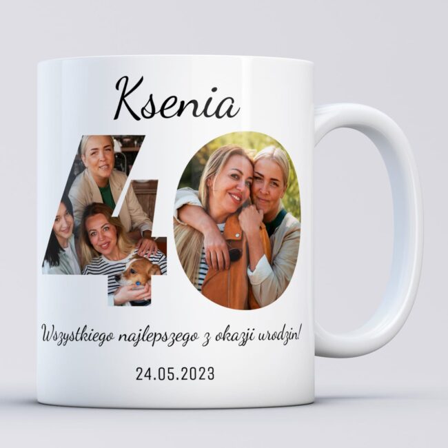 Personalizowany kubek na 40 urodziny ze zdjeciami