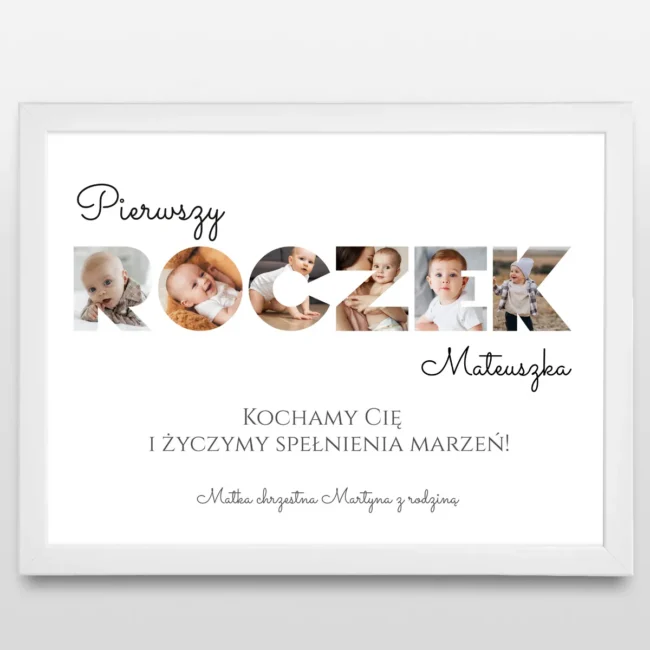 Personalizowany plakat na roczek ze zdjeciami