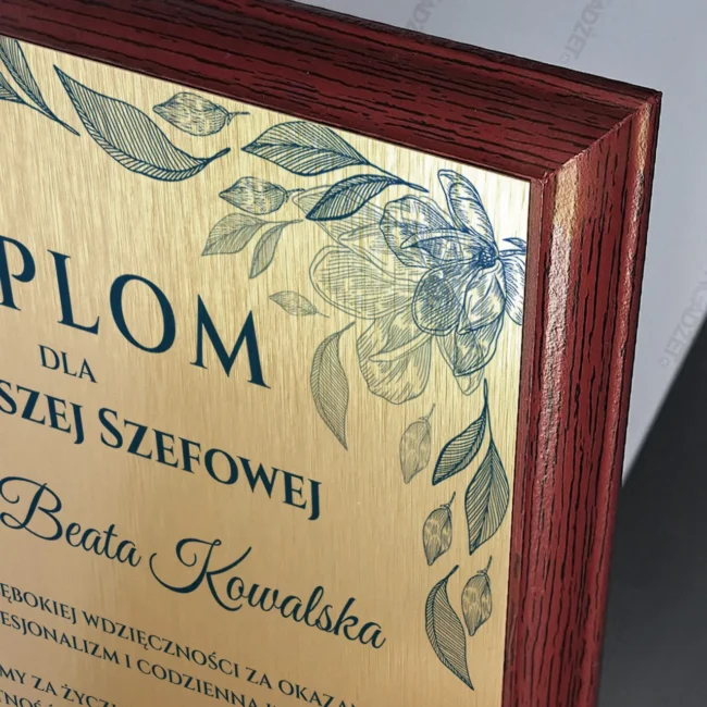 Personalizowany złoty Dyplom dla najlepszej szefowej