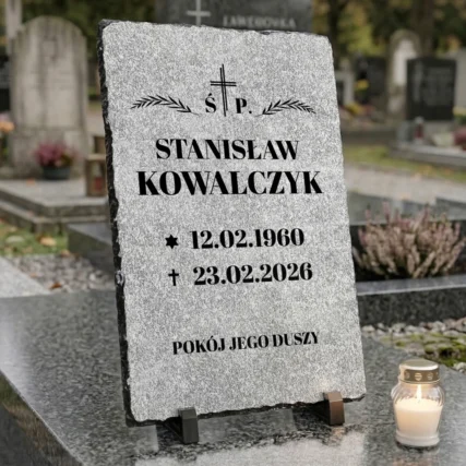 Pionowa inskrypcja nagrobna z własnym tekstem 20x30 cm