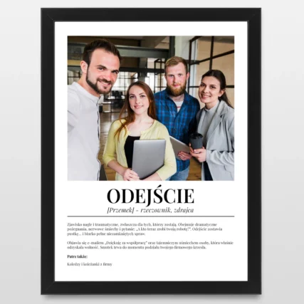 Plakat DEFINICJA Odejście Prezent od pracowników