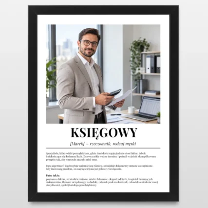 Plakat dla księgowego - definicja z imieniem i zdjęciem