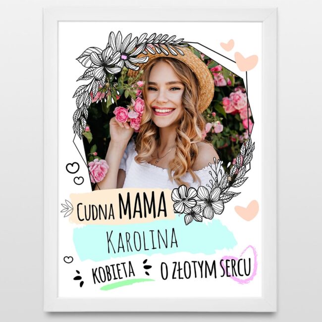 Plakat dla mamy. Plakat na dzień mamy. Cudna mama.