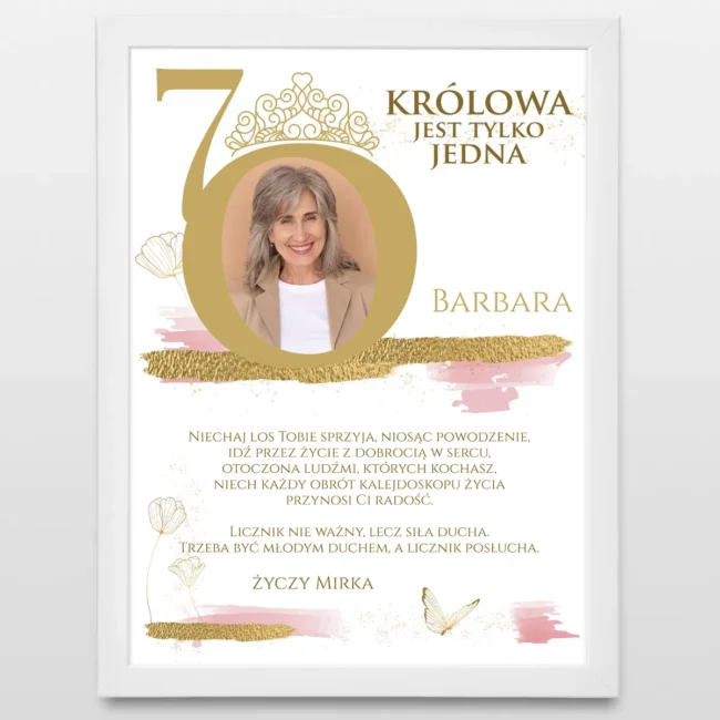 Plakat na 70 urodziny dla kobiety