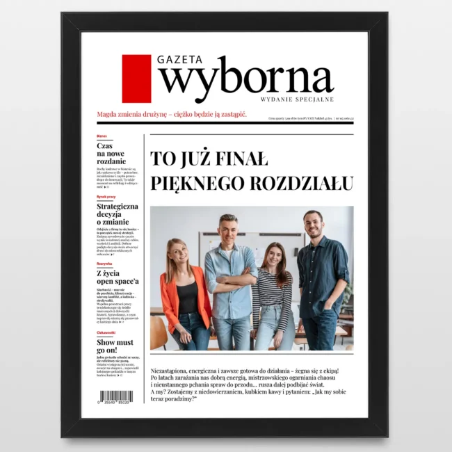 Plakat na odejscie z pracy WYBORNA ze zdjeciem