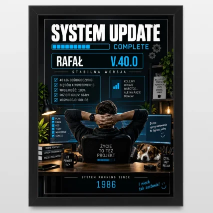 Plakat na urodziny dla informatyka SYSTEM UPDATE