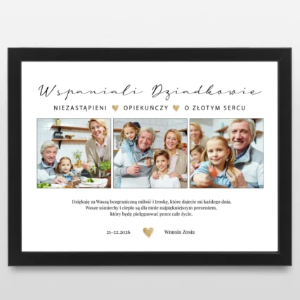 Plakat w ramce Prezent ze zdjęciem dla dziadków