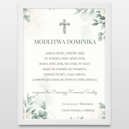 Plakat z modlitwą Aniele Boży dla dzieci - Prezent na komunię i chrzest