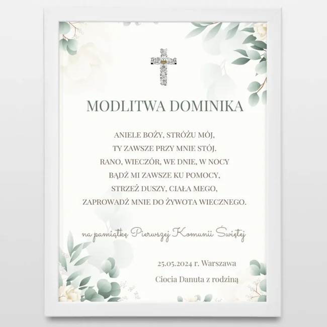Plakat z modlitwą Aniele Boży dla dzieci - Prezent na komunię i chrzest