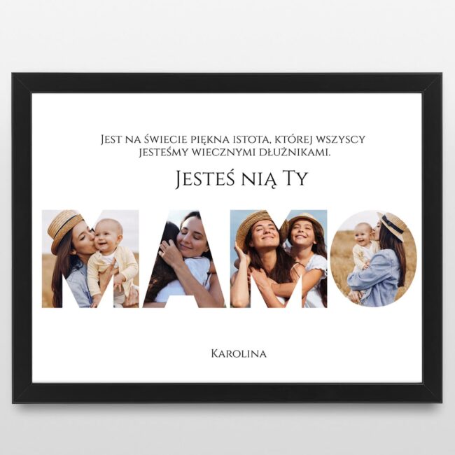Plakat z napisem mamo Prezent na dzien mamy