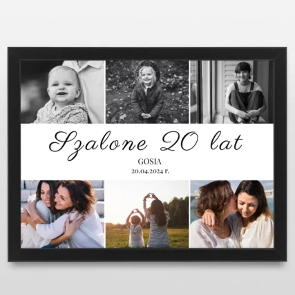 Plakat ze zdjęciami Prezent na 20 urodziny dla córki