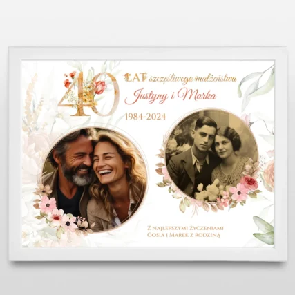 Plakat ze zdjęciami Prezent na 40 lat małżeństwa