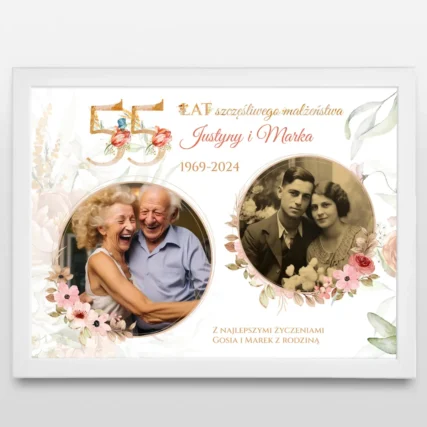 Plakat ze zdjęciami Prezent na 55 lat małżeństwa