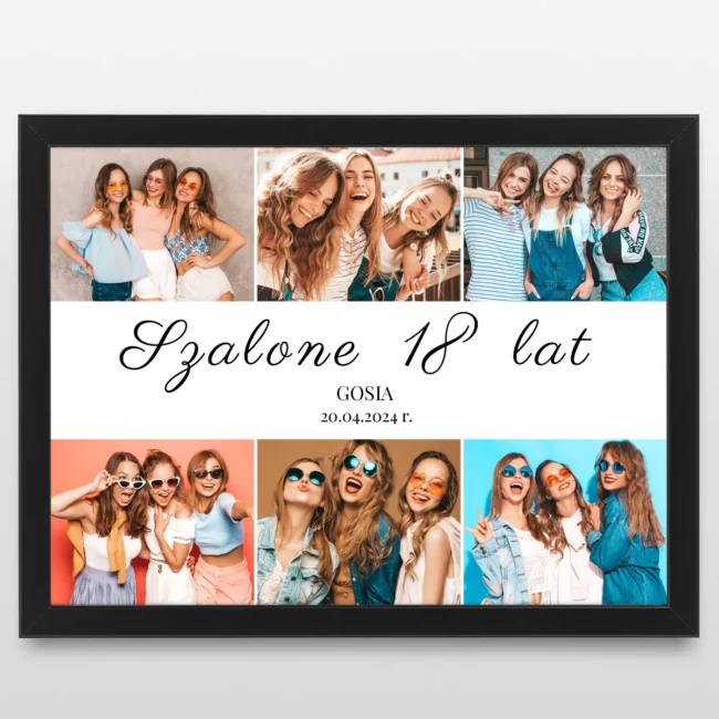 Plakat ze zdjęciami na 18 urodziny dla przyjaciółki