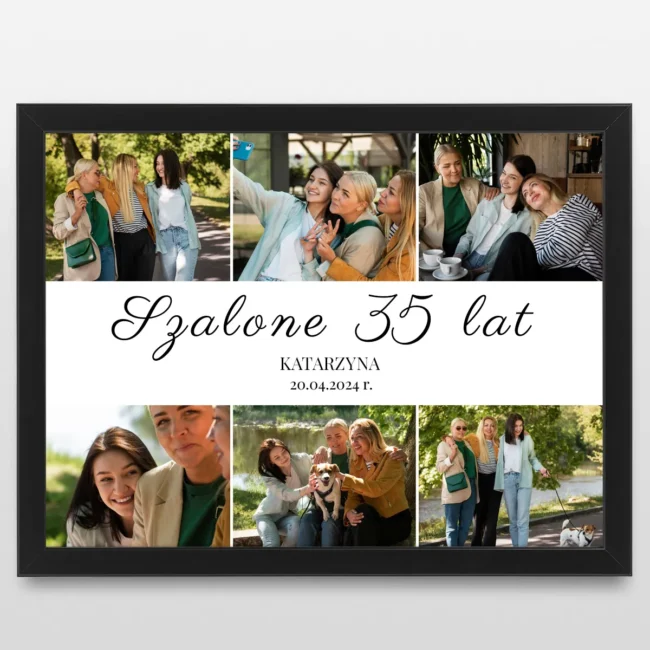 Plakat ze zdjeciami na 35 urodziny dla siostry