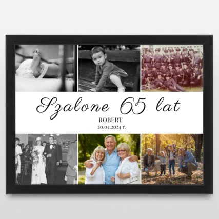 Plakat ze zdjęciami na 65 urodziny taty