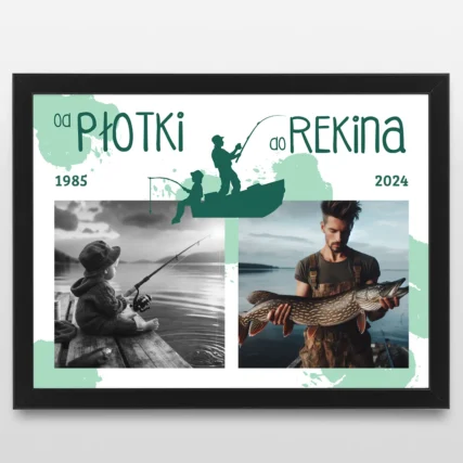 Plakat ze zdjęciami urodzinowy dla wędkarza