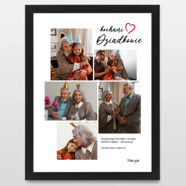 Plakat ze zdjęciami w ramce dla dziadków KOCHANI DZIADKOWIE Plakat ze zdjeciami w ramce dla dziadkow KOCHANI DZIADKOWIE