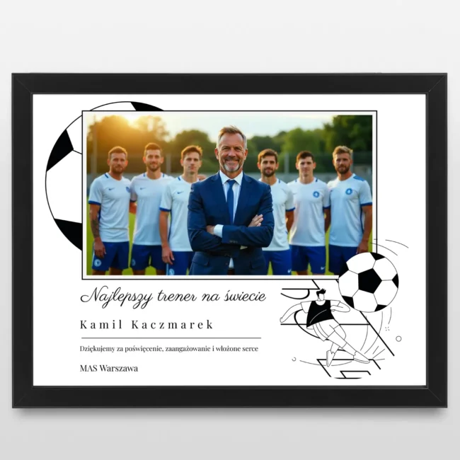 Plakat ze zdjęciem DLA TRENERA piłki nożnej