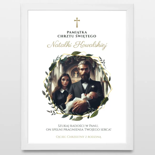 Plakat ze zdjęciem NA CHRZEST od Ojca Chrzestnego