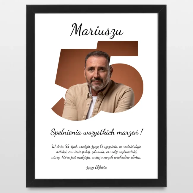 Plakat ze zdjeciem na 55 urodziny