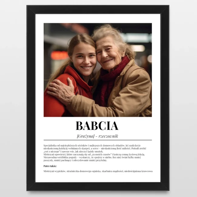 Plakat ze zdjęciem w ramce DEFINICJA Prezent dla babci