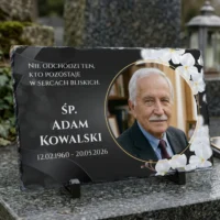Płyta granitowa ze zdjęciem – pamiątka na kamieniu 29x19 cm