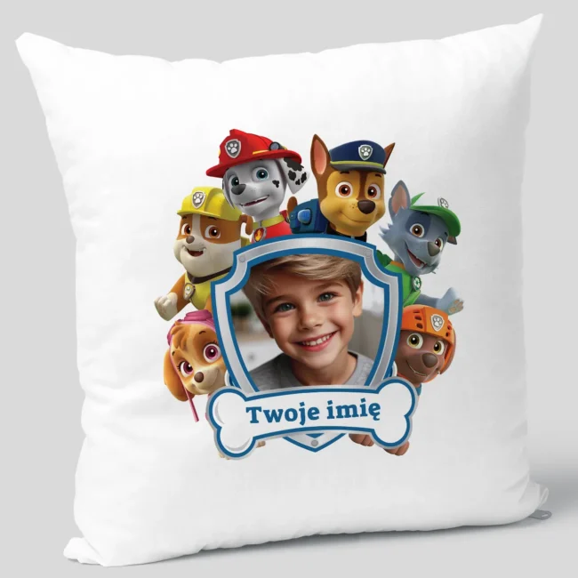Poduszka Psi Patrol z imieniem i zdjęciem