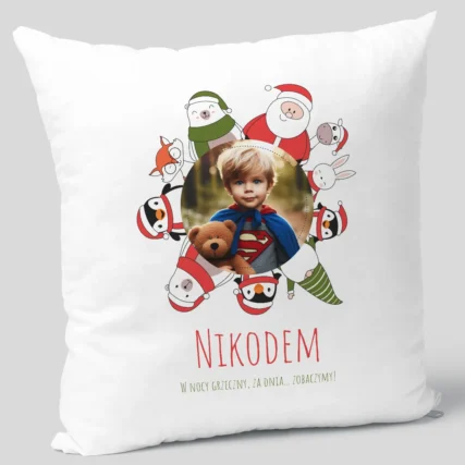 Poduszka ze zdjęciem dla dziecka na mikołajki