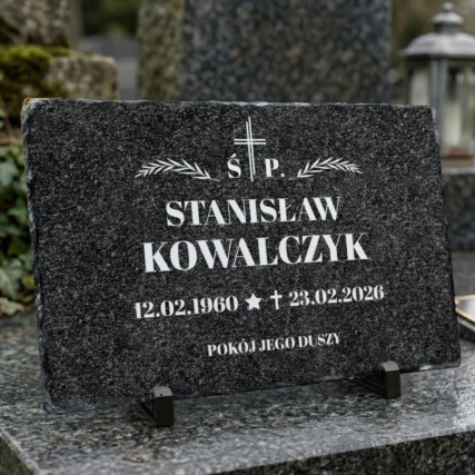 Pozioma tabliczka nagrobna 30×20 cm z własnym napisem