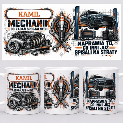 Prezent dla mechanika samochodowego z personalizowanym nadrukiem