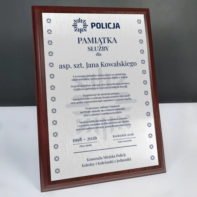 Prezent dla policjanta odchodzacego na emeryture