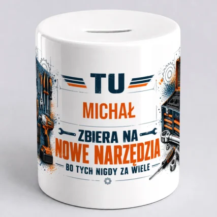 Skarbonka dla mechanika z imieniem - Na nowe narzędzia