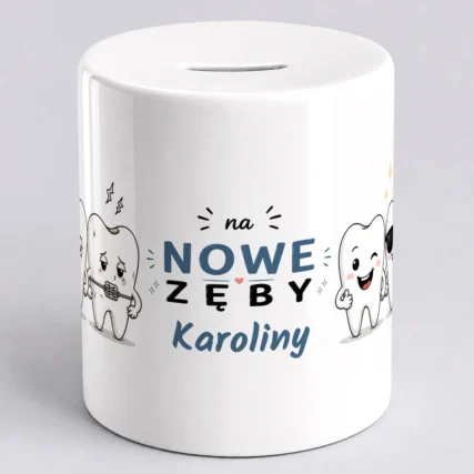 Śmieszna skarbonka NA NOWE ZĘBY z imieniem